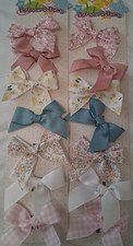 Buttons  Bows Set of Multicolor Floral Bow Hair Clips for Girls