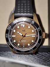 SH Bronze Cronos Diver Mens Luxury Watch With Black Rubber Strap + Brown Strap