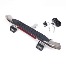 Chrome Tow Hitch Step Bar Guard Fit 2" Receiver 36" Curved Brake Spot Lights LED