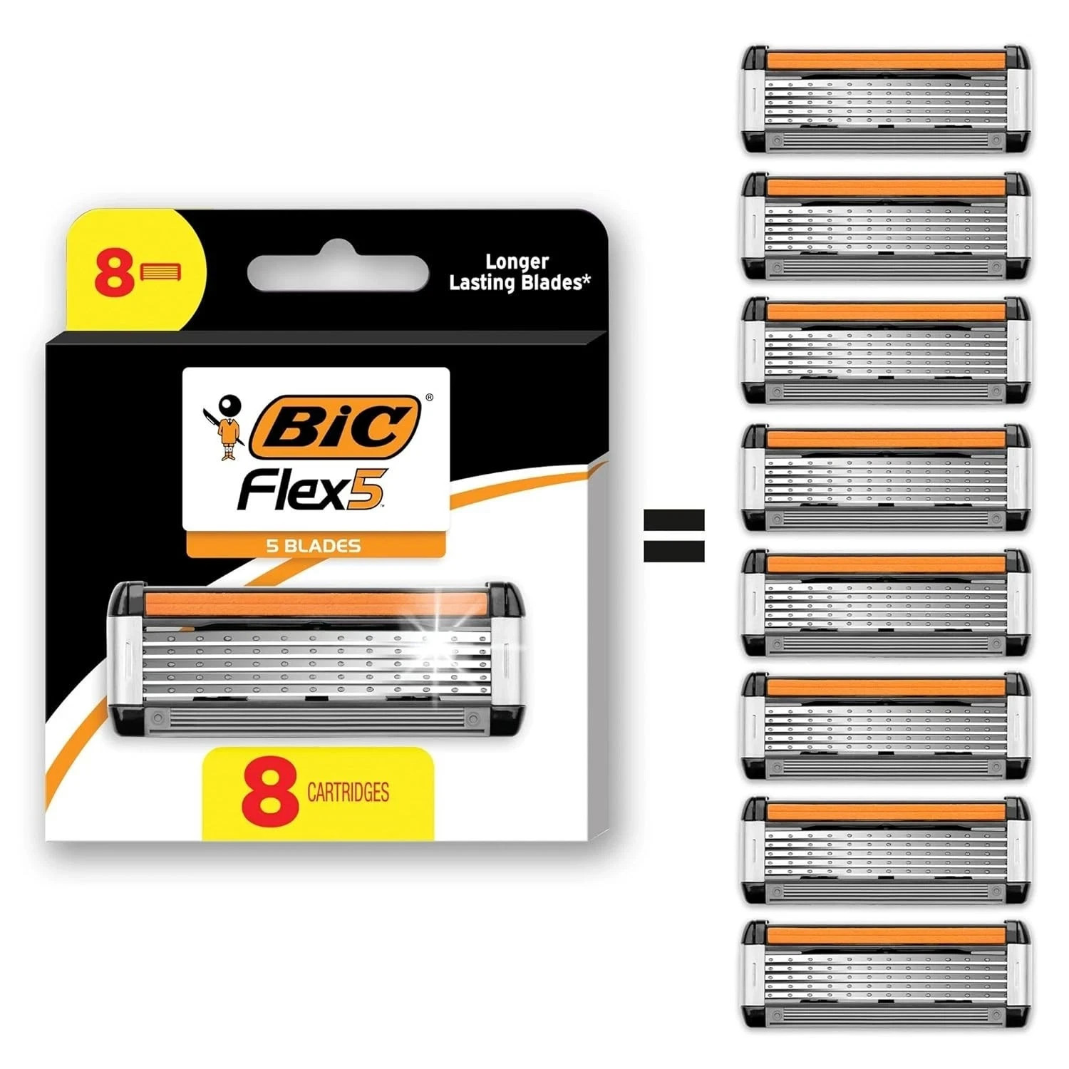 8 Refill Bic Flex 5 Refillable Razor Cartridges for Men Smoo