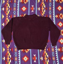 Vintage Eddie Bauer Knit Sweater Mens XL Purple Crewneck Cotton 90s Chunky