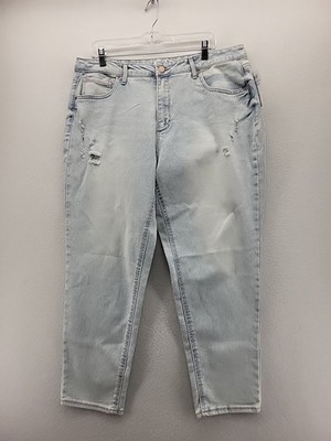 Time And Tru Womens Jeans 18 Blue High Rise Mom Regular Light Wash Distressed 