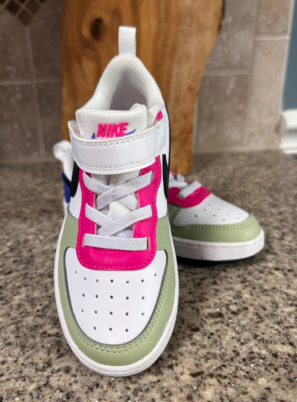 Nike~9c Youth~Court Borough~Low Recraft~Fierce Pink/White/Dark Obsidian image 2