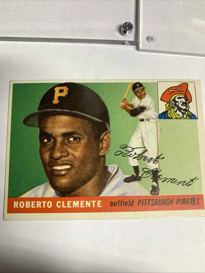 1955 Topps - Alto # Roberto Clemente #164 (RC). Frontal de palabras para impresora de tinta de error Foto 3 de 4