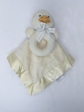 Carter's Duck Chick Yellow Bow Lovey And Rattle Satin Security Baby Blanket