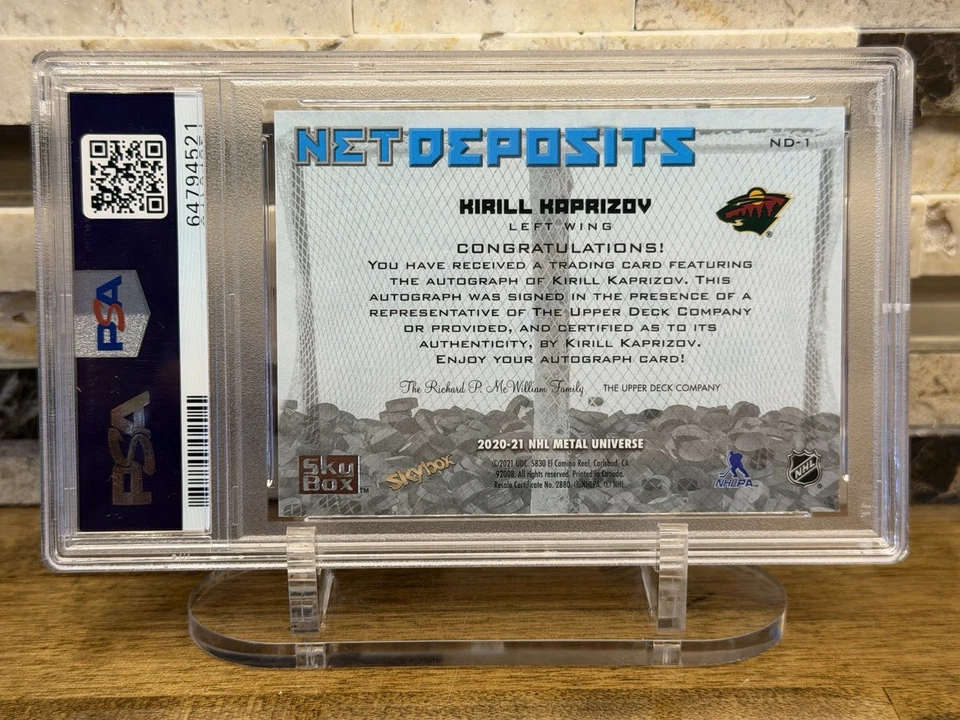 2020-21 Metal Universe Kirill Kaprizov Net Deposits Gold Auto PSA 10 Rookie RC - Image 2 of 2