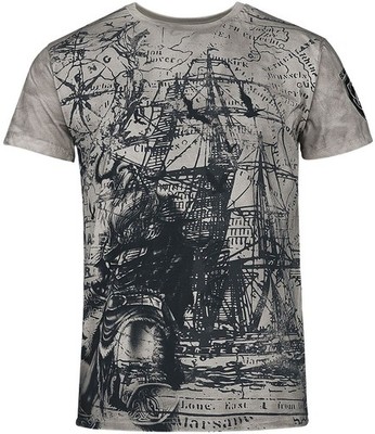 Black Premium by EMP Herren graues T-Shirt mit Wikinger-Print
