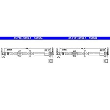 2X ATE BREMSSCHLAUCH 398,5mm HINTEN passend für ALFA ROMEO 159 BRERA SPIDER