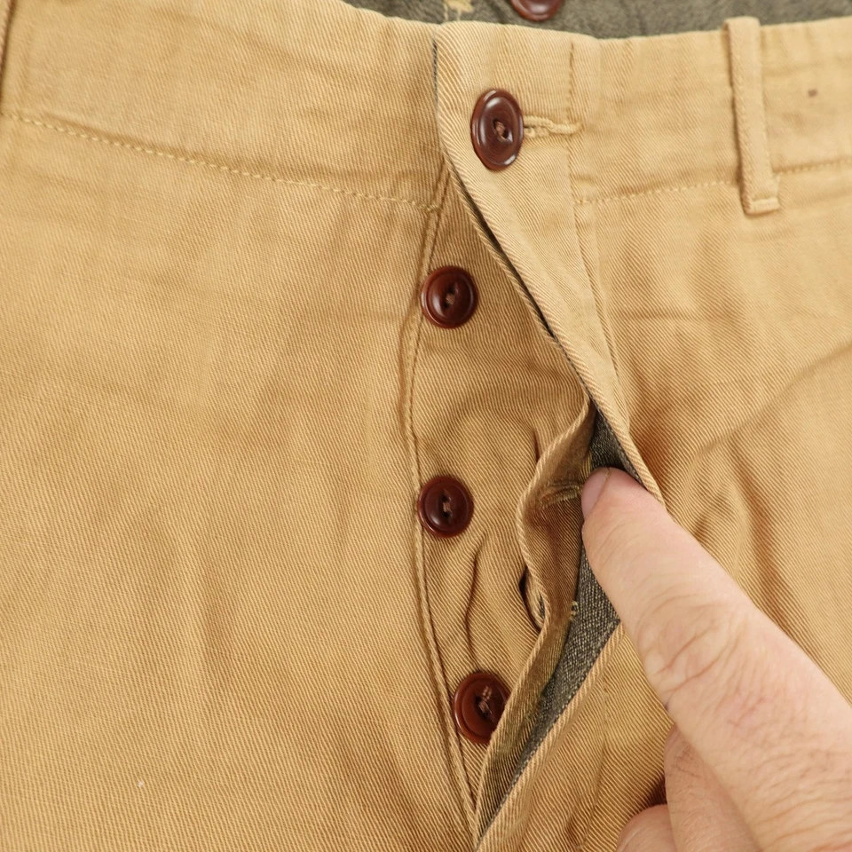 Pantalones Cortos Wallace & Barnes Para Hombre 38 Botones Mosca Lino Chino Lino Mezcla Algodón ^ Foto 3 de 4