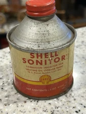 Antique Shell Oil Co Sonitor Oil Cone Top Tin Can