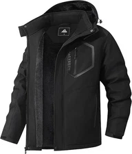 Men’s Waterproof Ski Jacket – Warm Fleece-Lined Winter Coat with Hood