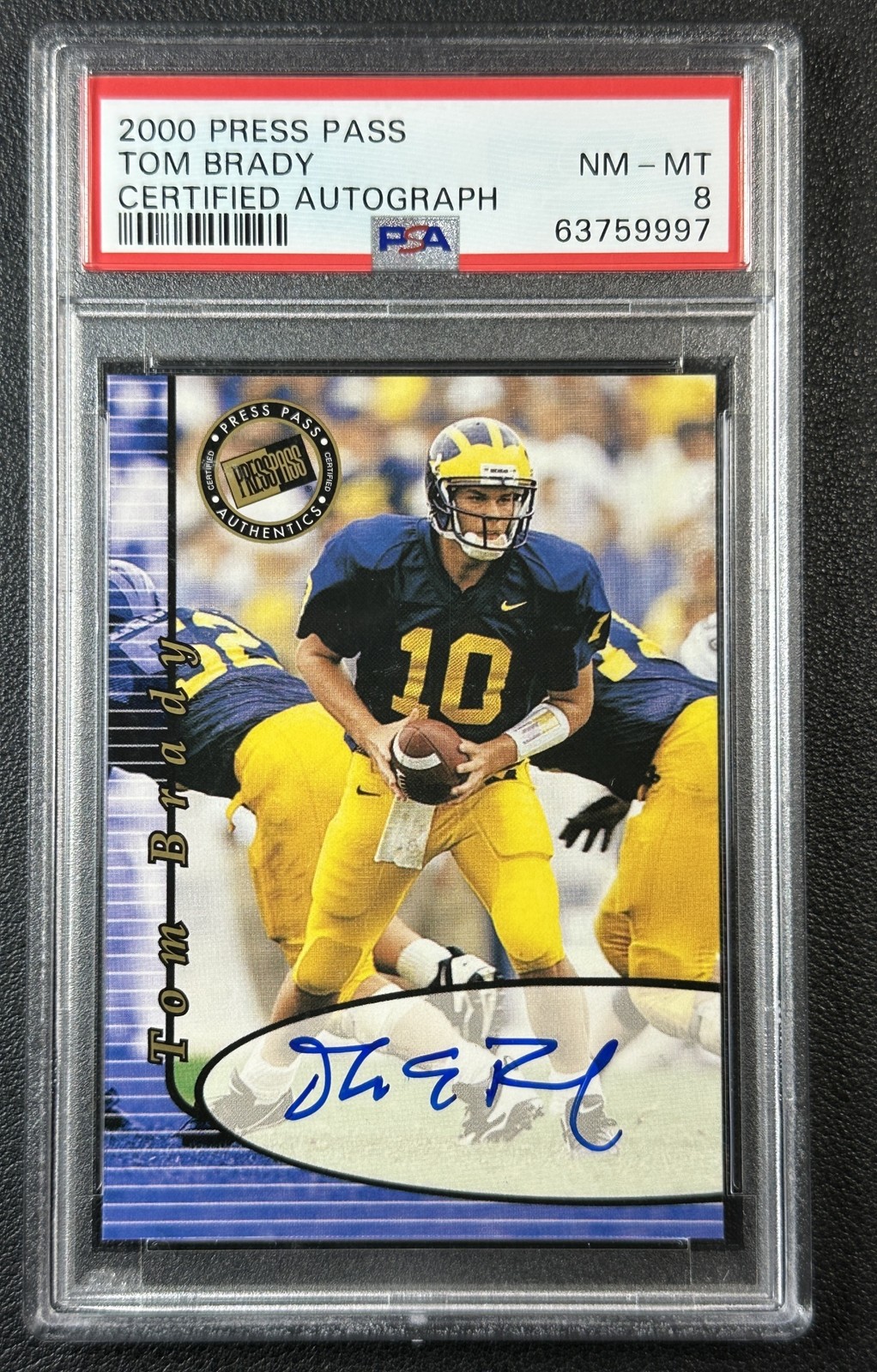 TOM BRADY PSA 8 2000 PRESS PASS CERTIFIED ROOKIE AUTOGRAPH RC AUTO PATRIOTS
