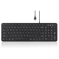 Black 14.45x4.76 Inch Wired Silent USB Scissor Keyboard with Number Pad Compact