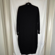 MNG Black Turtleneck Long Sleeve Midi Sweater Dress Minimalist Womens M