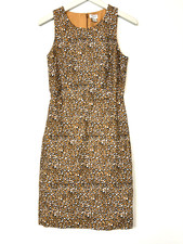 j.crew Basketweave sheath dress in animal print tan black size 0