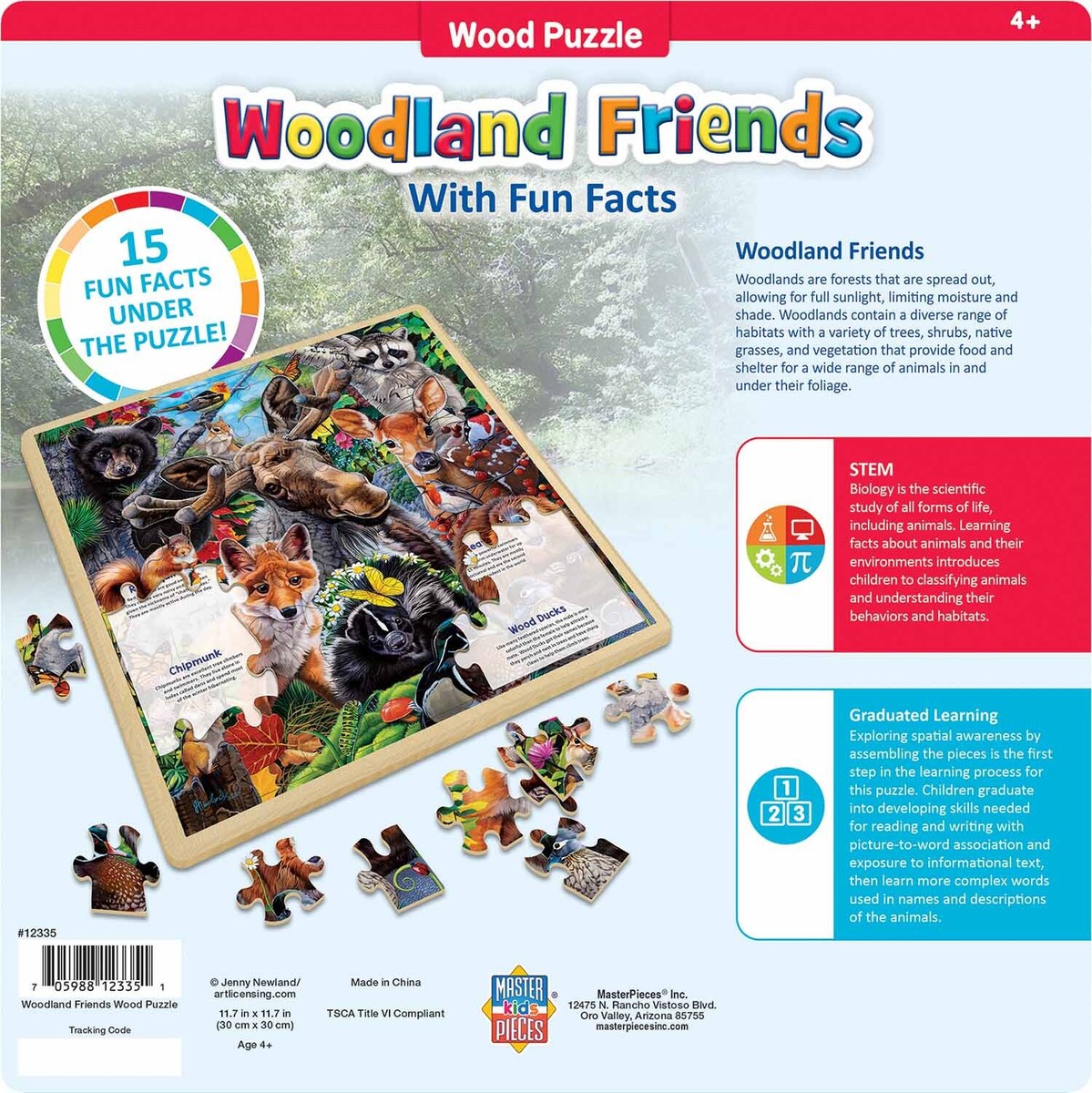 MasterPieces Wood Fun Facts - Woodland Friends 48 Piece Jigsaw