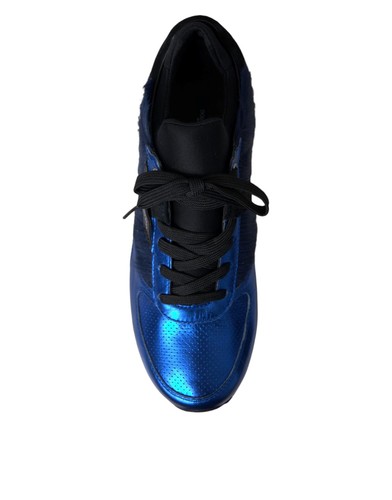 Dolce&Gabbana Men Blue Sneakers Leather Low Top Lace Up Athletic Trainer Shoes - Picture 8 of 8