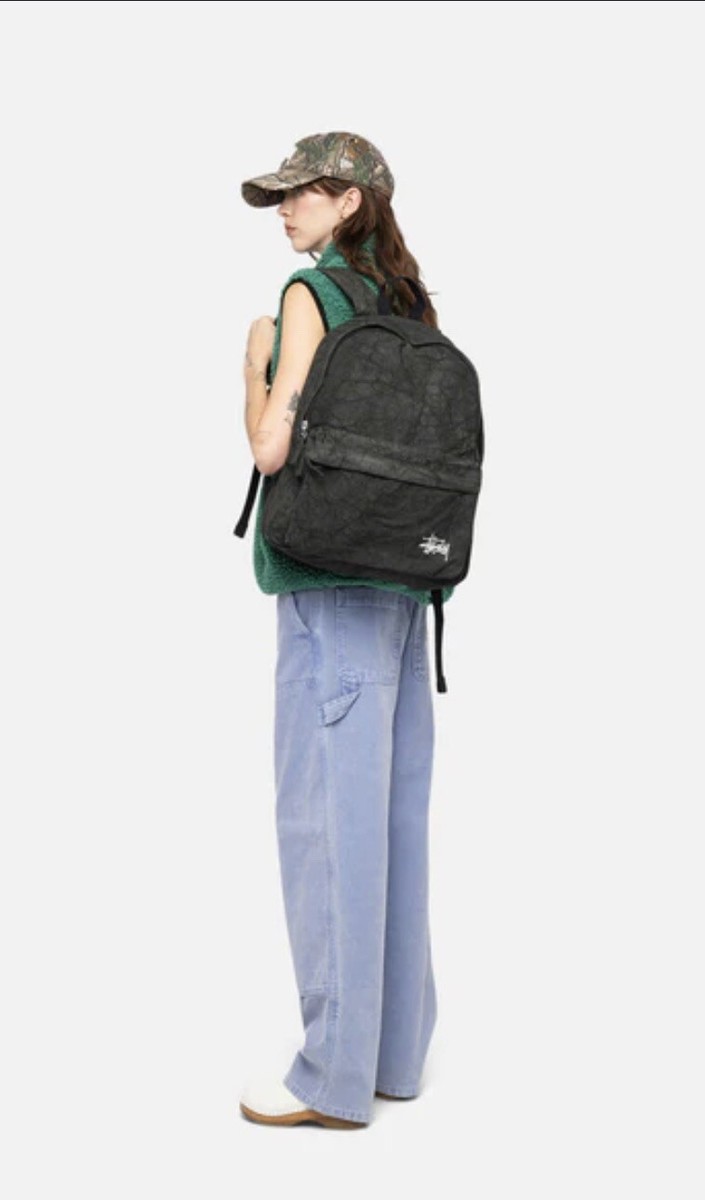 NEW 2023 summer Stussy canvas backpack RARE washed black bag