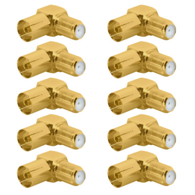 HD TV Winkeladapter Antennenkupplung 10x F Buchse IEC Winkel Adapter 9,5 mm Gold