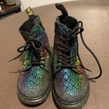 Dr. Martens 1460 Pascal Rainbow Crocodile Metallic Rainbow Boots kids Size 12