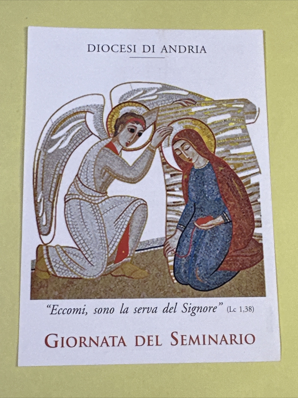 DIOCESI DI ANDRIA GIORNATA DEL SEMINARIO  - Santino - Holy Card - immagine sacra