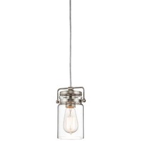Kichler Lighting 42878ni Brinley 1lt Mini-pendant, Brushed Nickel Finish With Cl on sale Kichler Lighting 42878ni Brinley 1lt Mini-pendant, Brushed Nickel Finish With Cl on sale