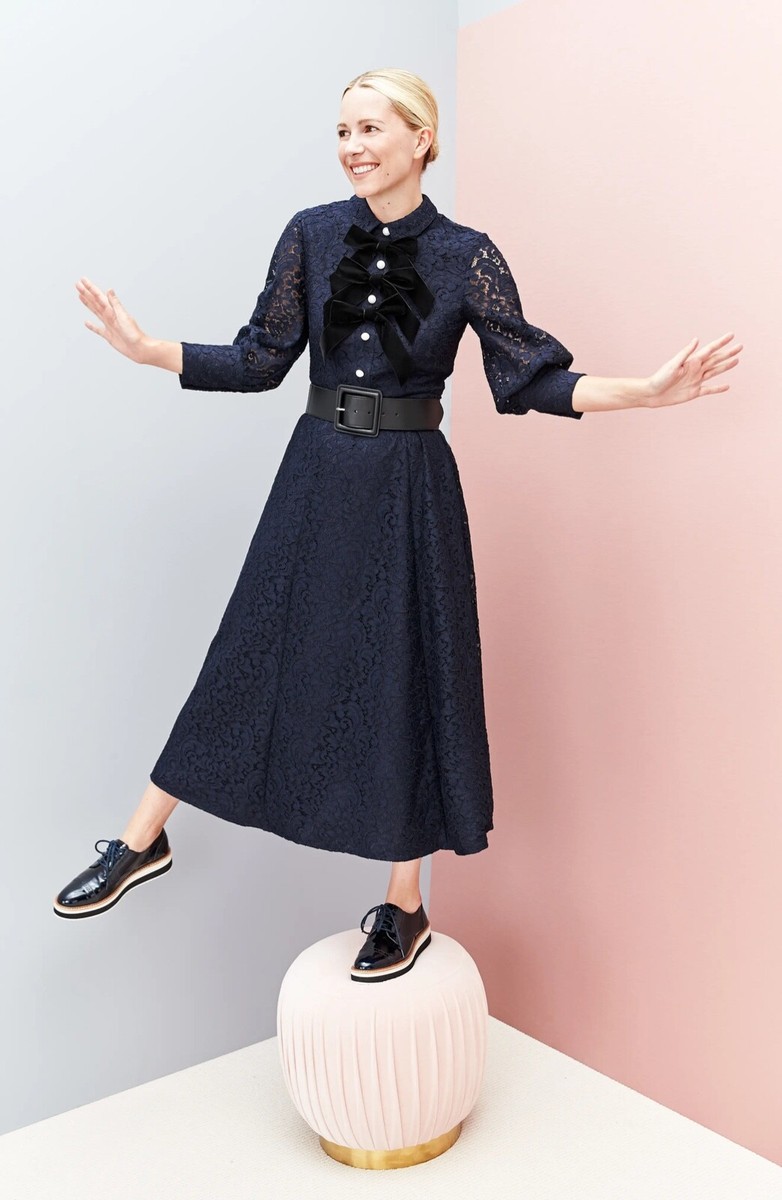 navy midi dress lace self-portrait - Navy Guipure Lace Midi Dress
