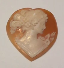 Antique Carved Shell Loose Heart Cameo Signed