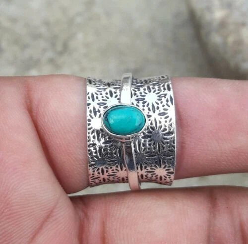 Turquoise Oval Sterling Silver Fine Gemstone Rings