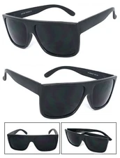Retro Square Frame Sunglasses Flat Top Square Super Dark Lens Matte Black Frame