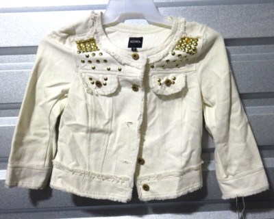 NWT XOXO White Rough Weave Size Small Bling Jacket (C1A1) | eBay