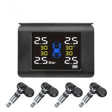 LCD Display 4 Sensors TPMS Car Tire Pressure Monitoring System Wireless Solar