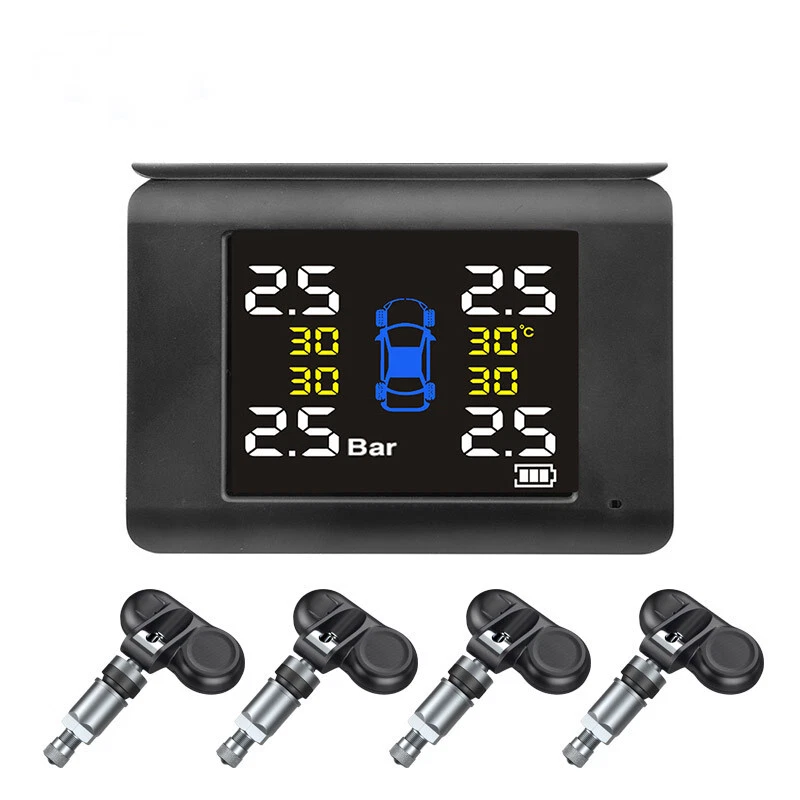 LCD Display Wireless Solar TPMS Car Tire Pressure Monitoring System W/4 Sensors - Изображение 2 из 4