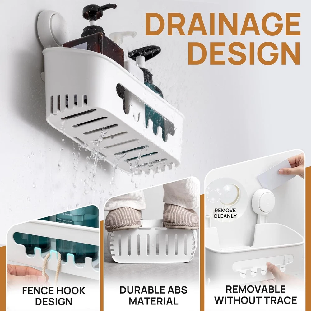 Shower Caddy Suction Cup Shower Shelf Suction Shower Basket Removable Powerful S