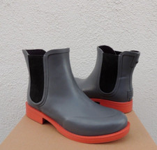 UGG CHARCOAL AVIANA RUBBER / SHEEPWOOL GORED RAIN BOOTS, WOMEN US 6/ EUR 37 ~NIB