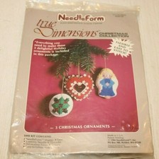 Vintage 1984 NeedleForm Dimensional Plastic Canvas - 3 Christmas Ornaments Kit
