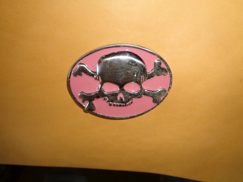 Ghostly Skull Cross Bones Metal Enamel Belt Buckle