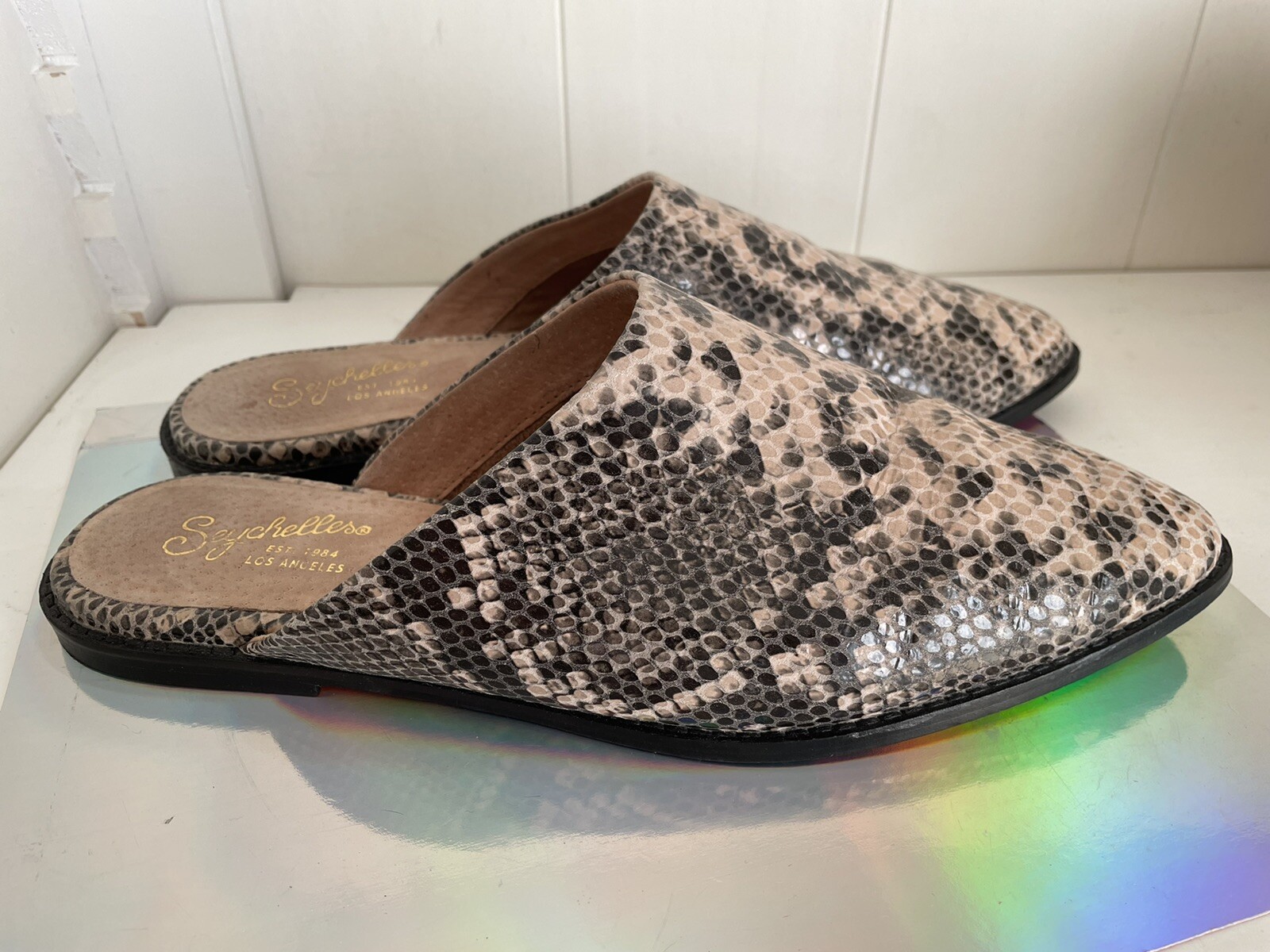 Seychelles Impersonate Leather Python Mules Sz 8 - image 3