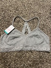 NWT Justice oh-so soft bralette Girls Gray lace size 32 Cute 