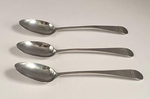 Antiguo 3x 1787 Jorge III T Northcote cucharaditas de plata con monograma HS o SH - Imagen 4 de 18
