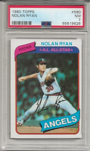 1980 TOPPS #580 NOLAN RYAN, PSA 7 NM, HOF,  HOF, CALIFORNIA ANGELS, FRESH GRADE