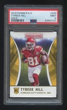 Tyreek Hill 2016 PANINI ROOKIE & STARS RC GOLD #D 10/10 JERSEY MATCH PSA 9 POP 1
