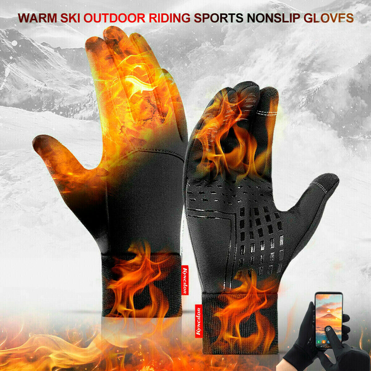 Winter Gloves Women Men Ski Gloves Fleece Liner Thermal Warm Touch Screen Gloves-image