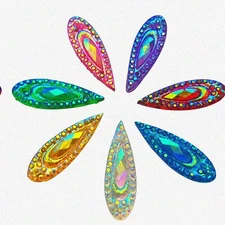 SparkleDrops: 100 Mixed Color Faceted Sew-On Rhinestones - Crystal Gems for Dres
