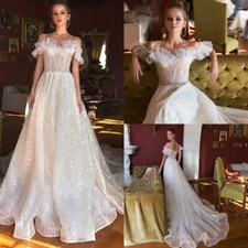 Elegant Sequins Wedding Dresses Sweetheart Neck Lace Beaded Beach Bridal Gowns