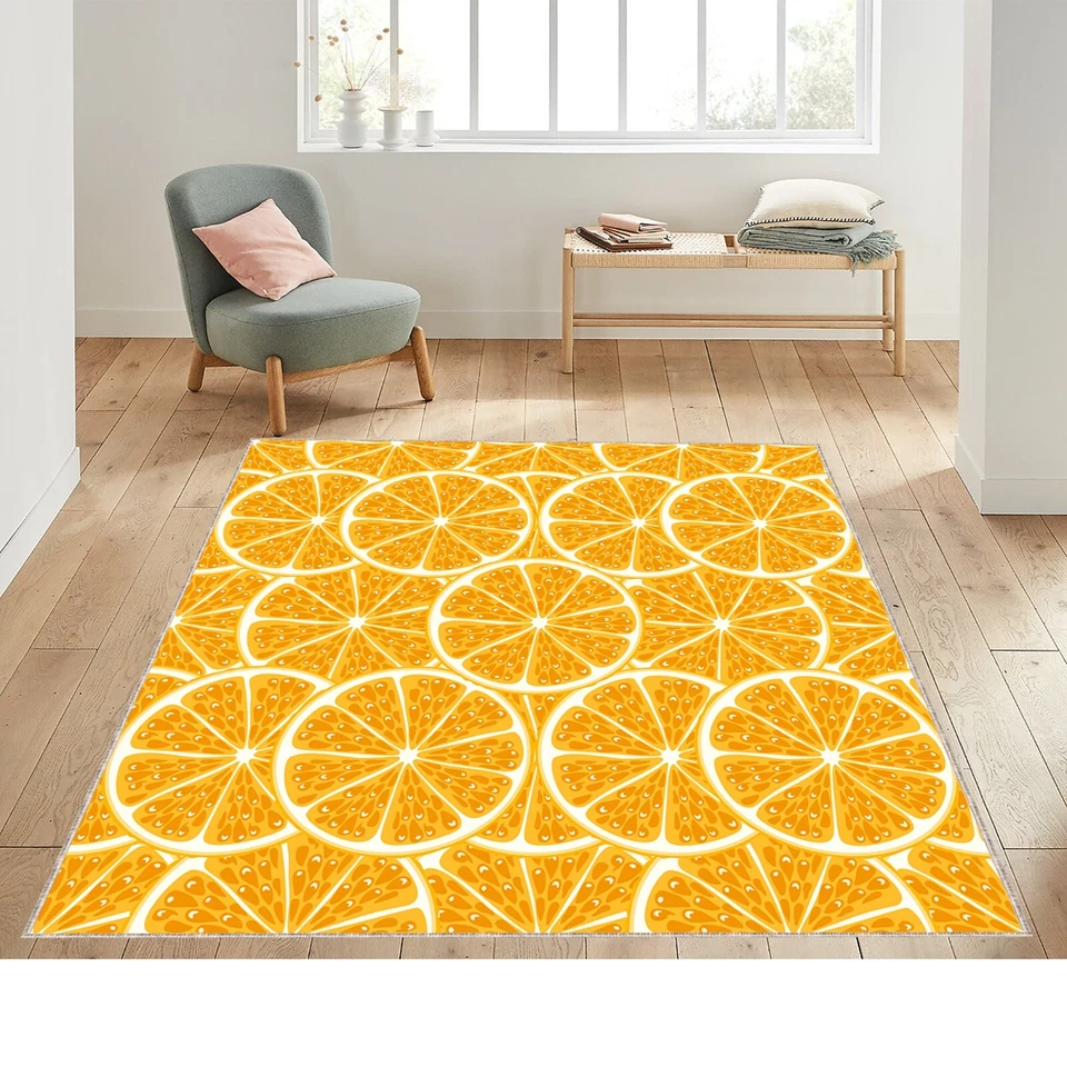 Orange Slice Pattern Rug, Vibrant Citrus Design, Fresh and Bright Home Decor Rug - Image 3 of 4