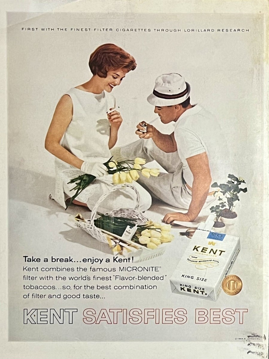 Vintage Print Ad 1964 Kent King Size Cigarettes Retro Bar Home Kitchen Wall  Art