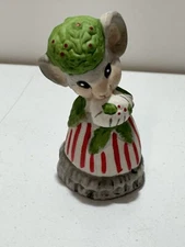 JASCO VINTAGE 1980 CRITTER BELLS CHRISTMAS MOUSE PORCELAIN BISQUE BELL