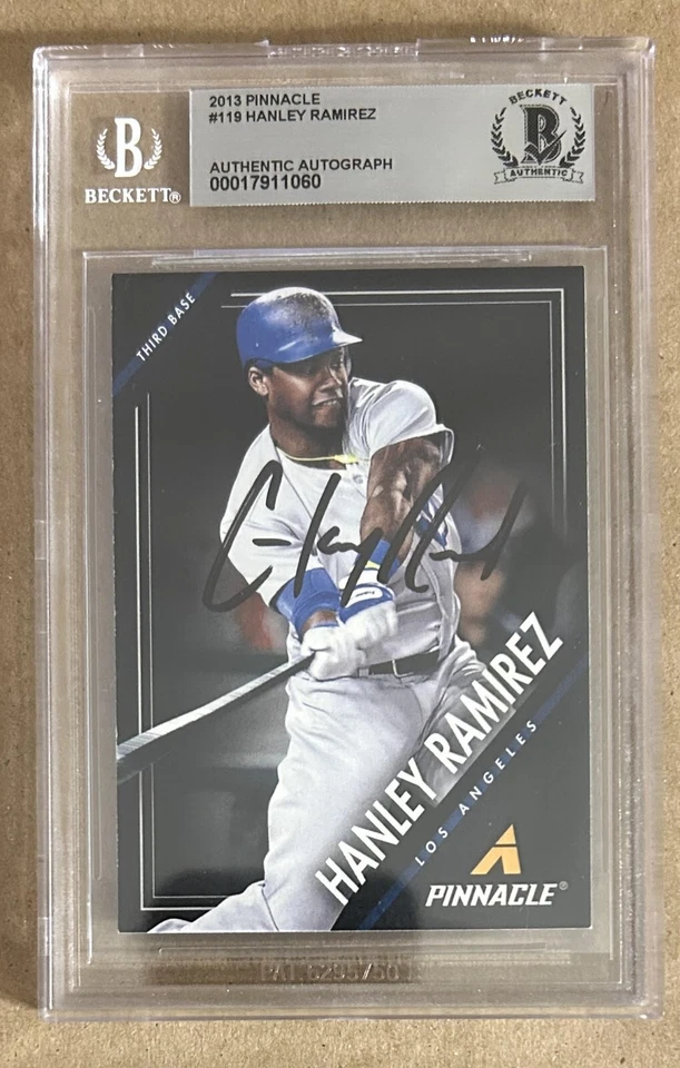 Hanley Ramirez 2013 Pinnacle No119 с автографом Dodgers Beckett ЖЕСТКАЯ - Изображение 2 из 3