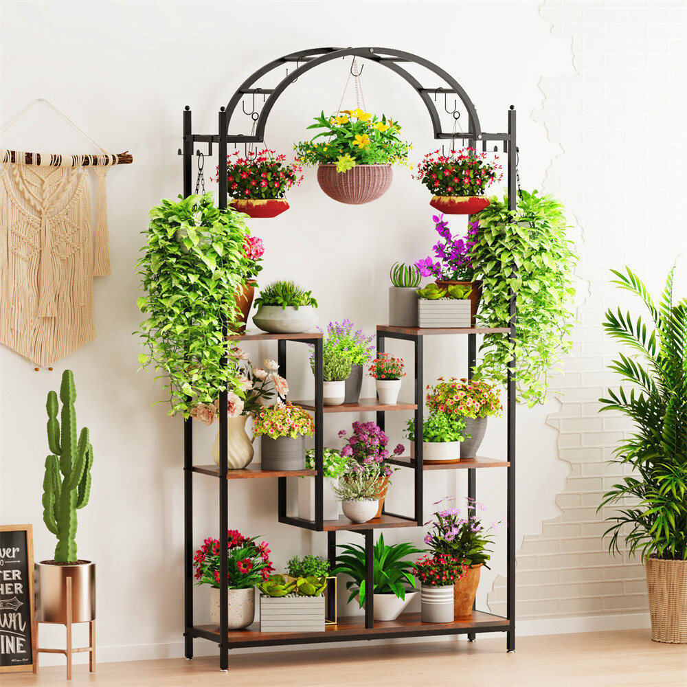 5-Tier Tall Indoor Plant Stand Large Arched Metal Flower Shelf w